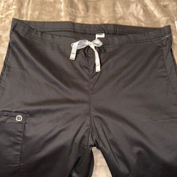 Wonder Wink S Tall Solid Black Gray Drawstring 3 Pocket Cargo Scrub Pants 38/33 - Picture 3 of 10